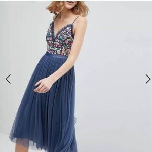 Needle & Thread Embroidered Floral and Tulle Midi Dress